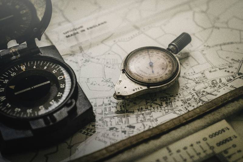 compass and a map